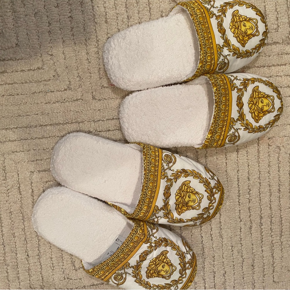 Versace White and Gold Slippers His & Hers set of 2